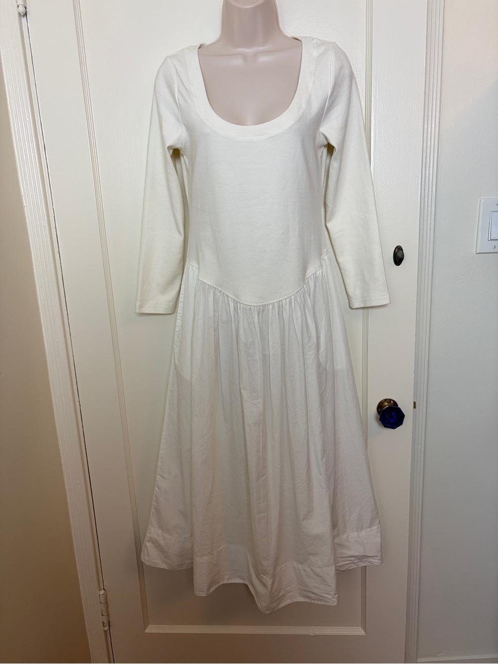 Free People Beach Aelia White Drop-Waist Midi Dress with pockets